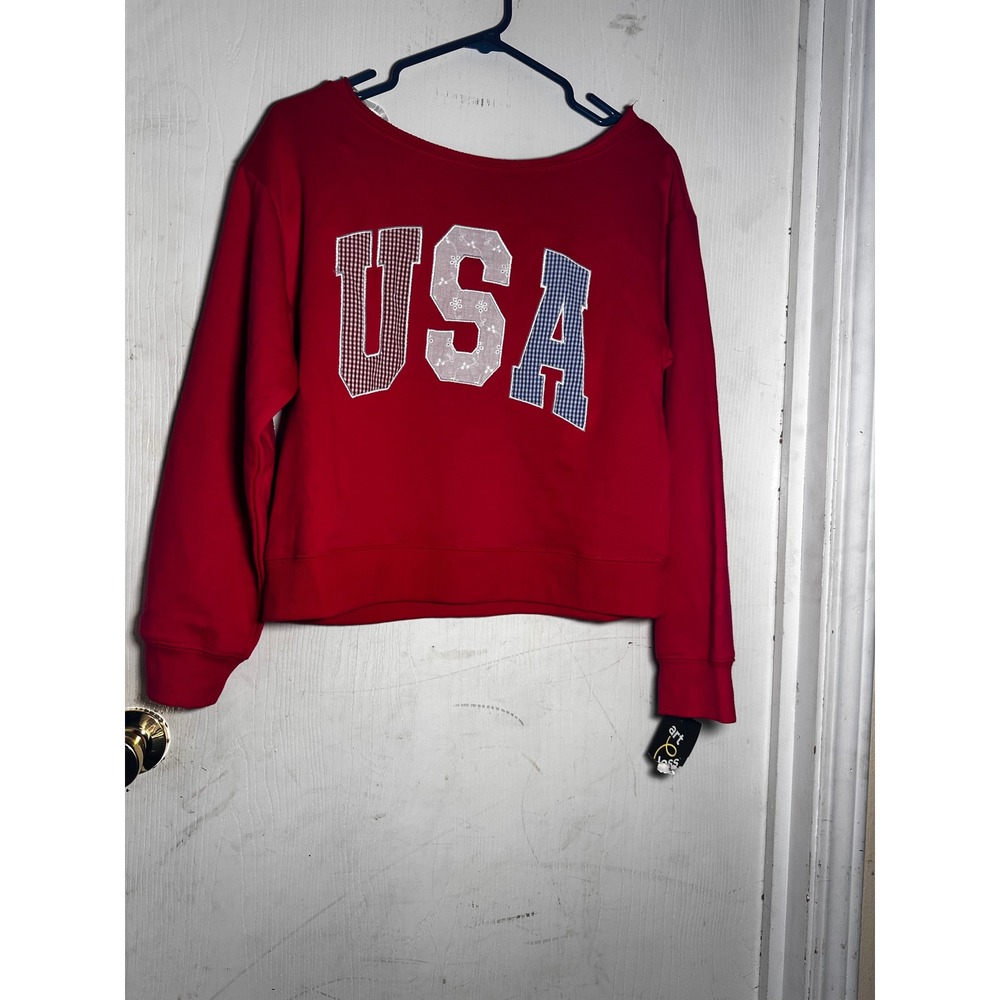 Art Class Girls USA Patchwork Sweatshirt Red XL 14 Pullover NWT